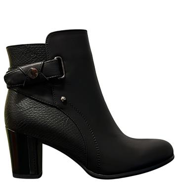REDZ WOMENS STRAP ZIP ANKLE BOOT - BLACK